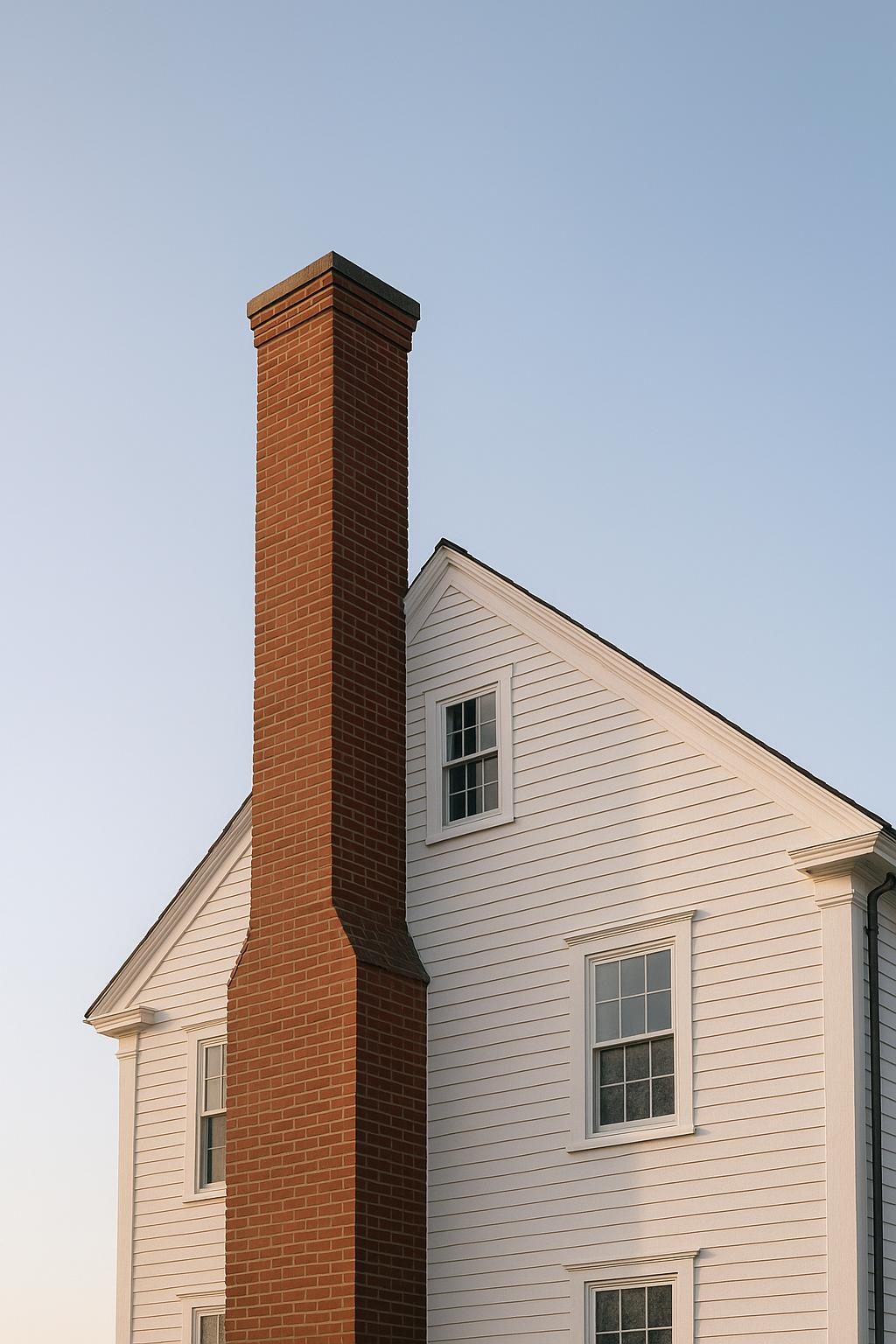 Brick chimney on a colonial house (illustration)
